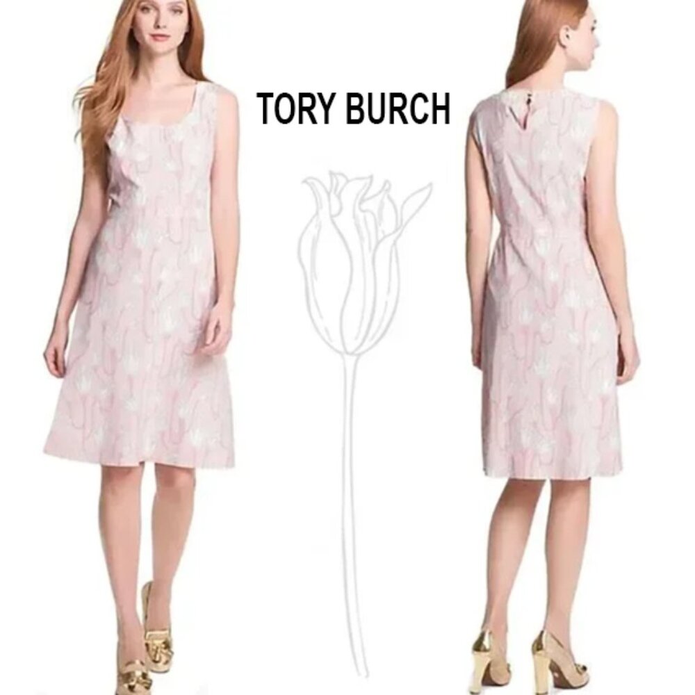 TORY BURCH Jena Pink Silk Floral Dress - Picture 1 of 9